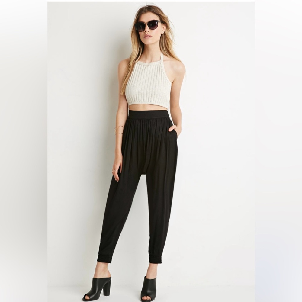 Forever 21 Tonal Harem Pants in Black